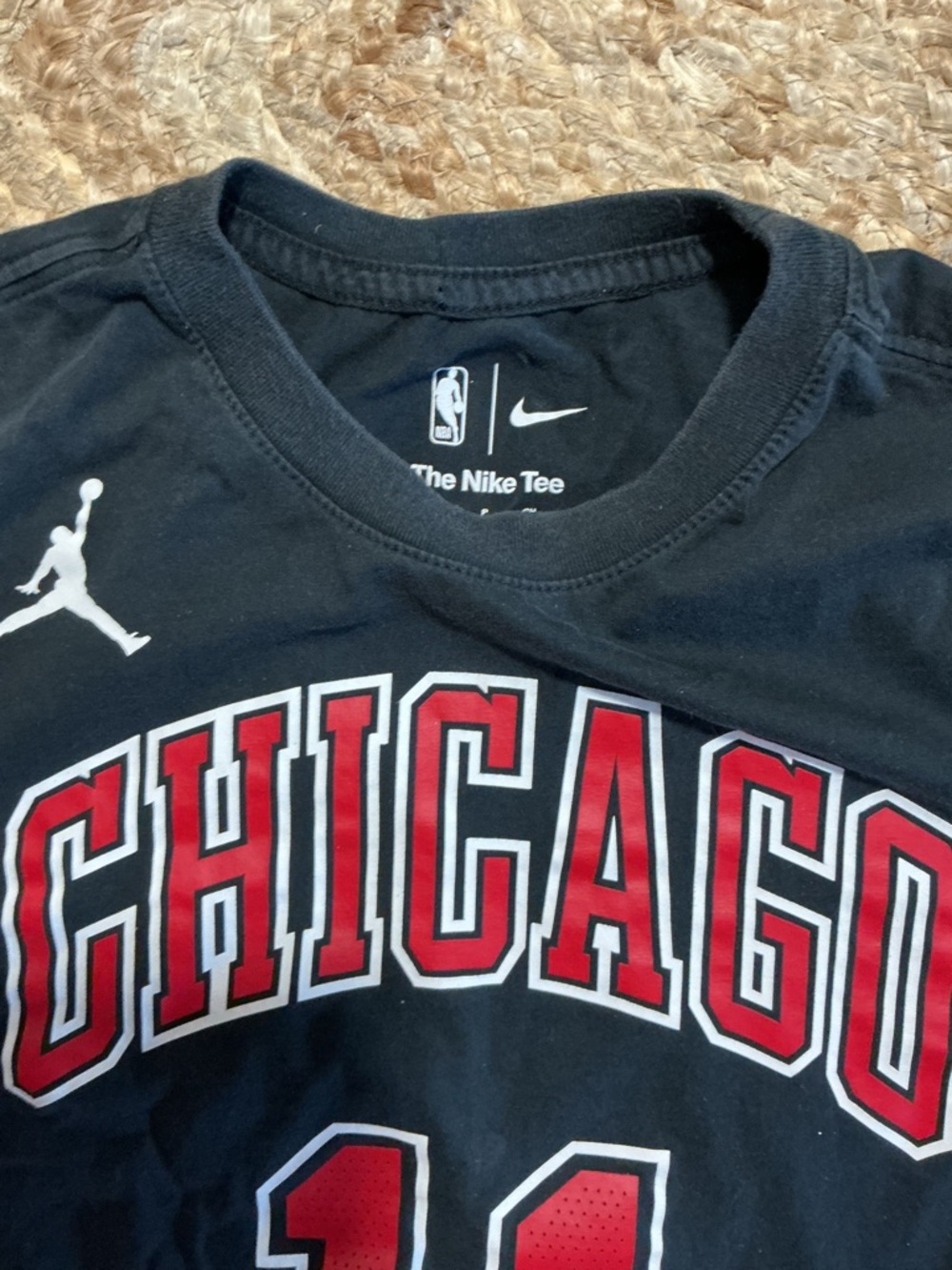 Nike Black Kids Chicago Graphic Short Sleeve Tee with Red & White Print
